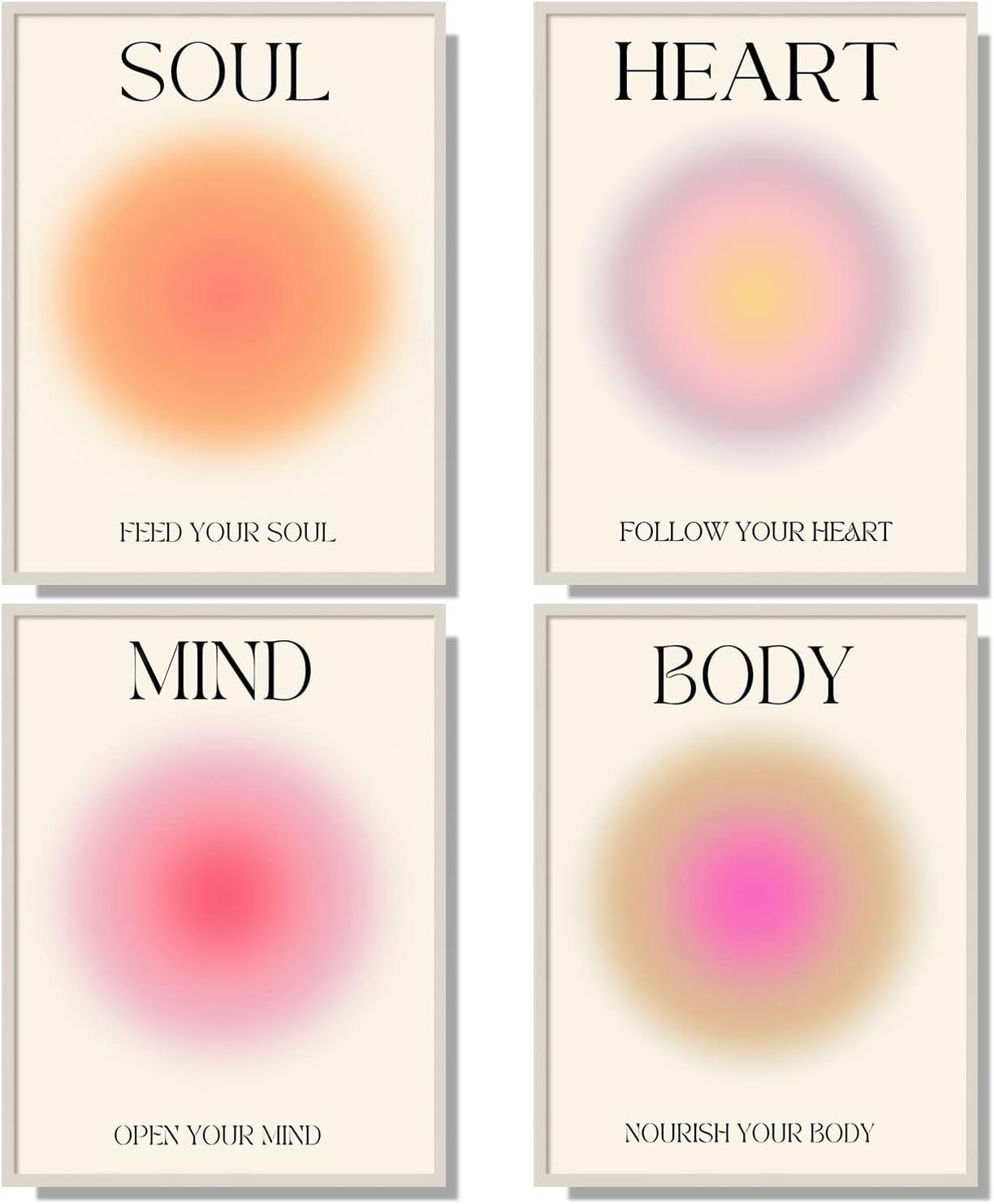 NCYEL 4 colorful abstract halo posters angel number positive energy inspirational language inspirational wall art bedroom girls room pink decoration living room bedroom apartment hotel dormitory 8×10