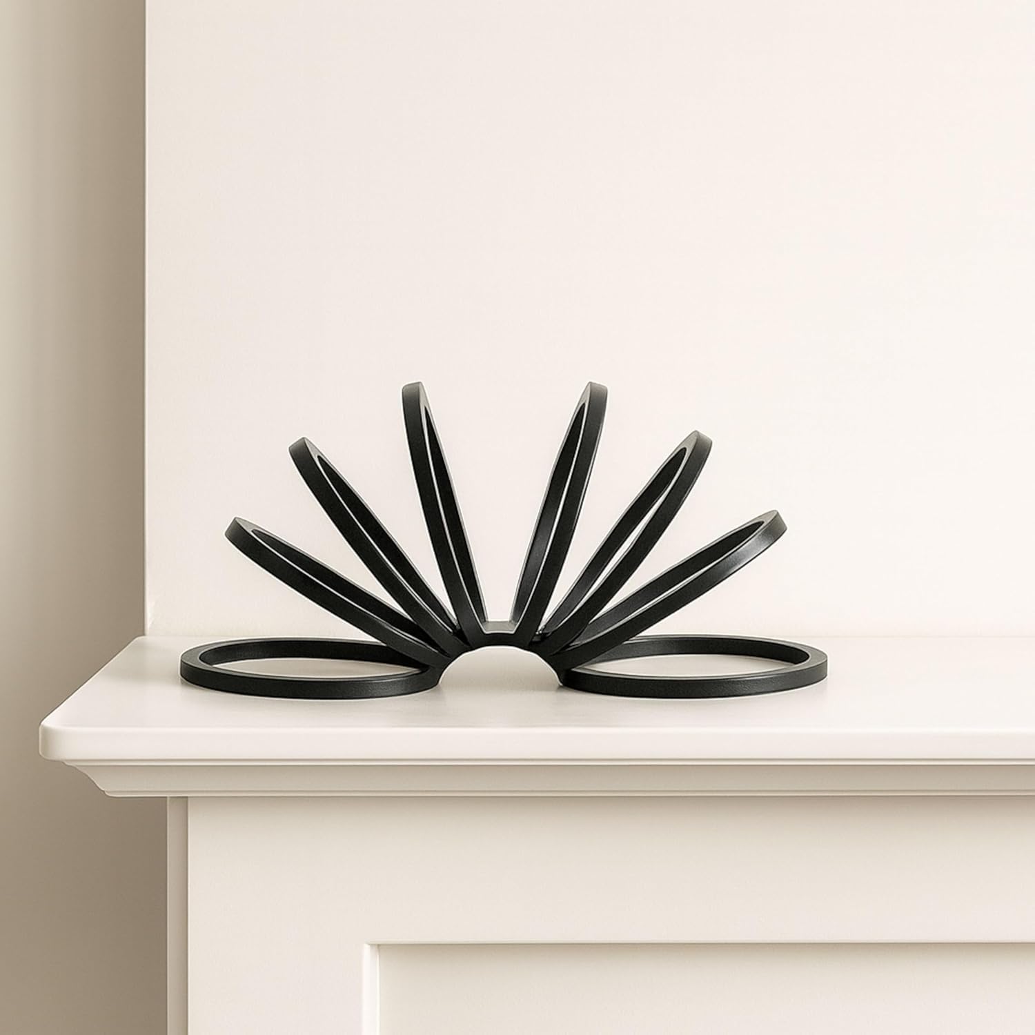 Black Metal Decorative Sculpture – Contemporary Geometric Aluminum Accent for Living Room, Shelf, Coffee Table, Bedroom, or Office – Modern Minimalist Home Decor – 11″, Black