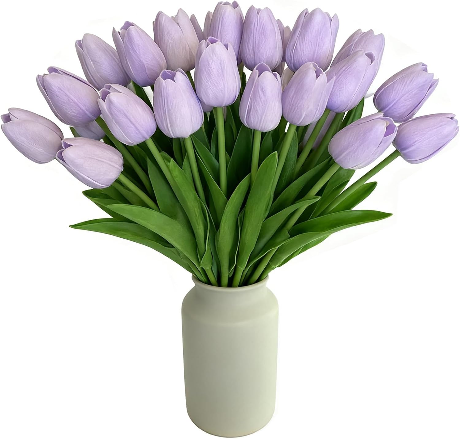 Light Purple Artificial Tulips, 20 Pcs PU Real Touch Faux Flowers | 13.5″ tall, 20 bendable stems, fake flowers for spring, wedding centerpiece, home, kitchen, vase, DIY bouquet