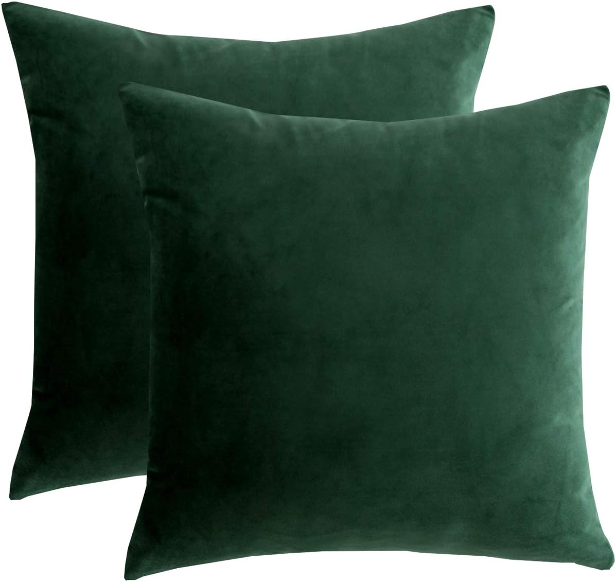 RainRoad Dark Green Decorative Throw Pillow Covers 18×18 Inch,Set of 2 | Cushion Cover Pillow Case for Sofa Couch Bed Chair,Soft Square Green Throw Pillows