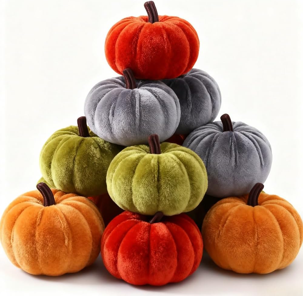 6PCS Mini Artificial Pumpkin, Ideal for Artificial Fall and Halloween Pumpkins for Tabletop, Mantel, Holiday Party Decor