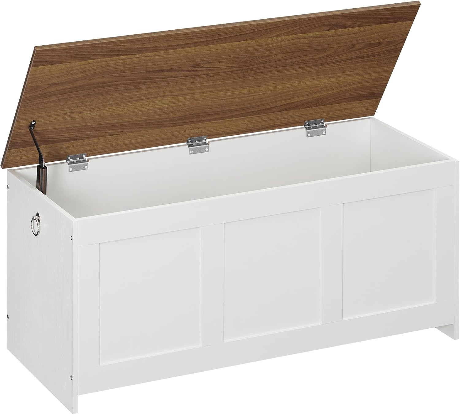 HOOBRO Storage Bench, 39.3″ Retro Wooden Storage Chest, Wooden Storage Trunk, Toy Chest with Lift Top, Multifunctional Entryway Organizer, for Entryway, Living Room, White and Walnut WH141CW01G1