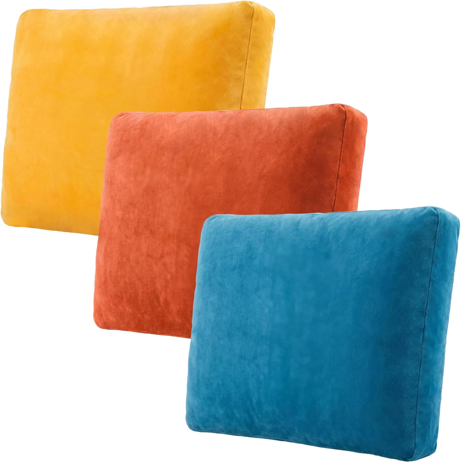 HunnmingRe 3 Pcs Velvet Stretch Couch Cushion Covers Mid Century Modern Decor Single Sofa Seat Covers Armchair Cover with Elastic Bottom Mixed-Color Non Slip Furniture Protector for Pets