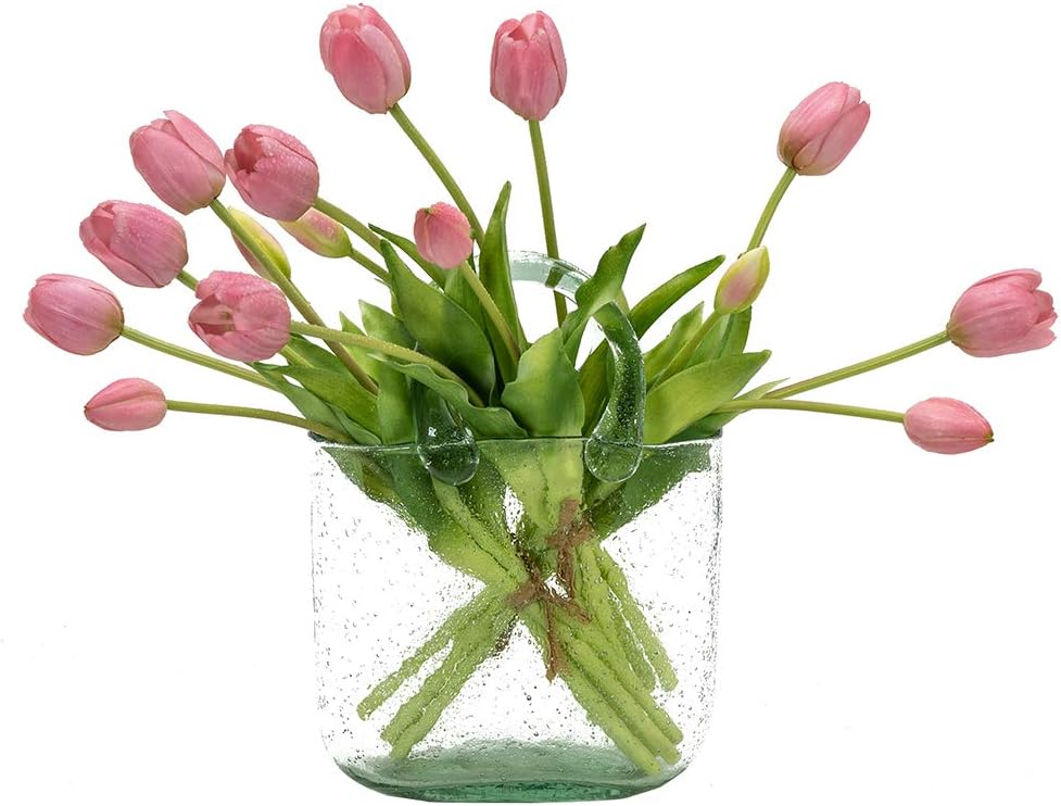 15Pcs Artificial Tulips Flowers, Soft Touch Realistic Latex Tulips Bouquet for Home Office Wedding Party Garden Decor, Fake Flowers for Dining Table Living Room Spring(Light Purple,15pcs)