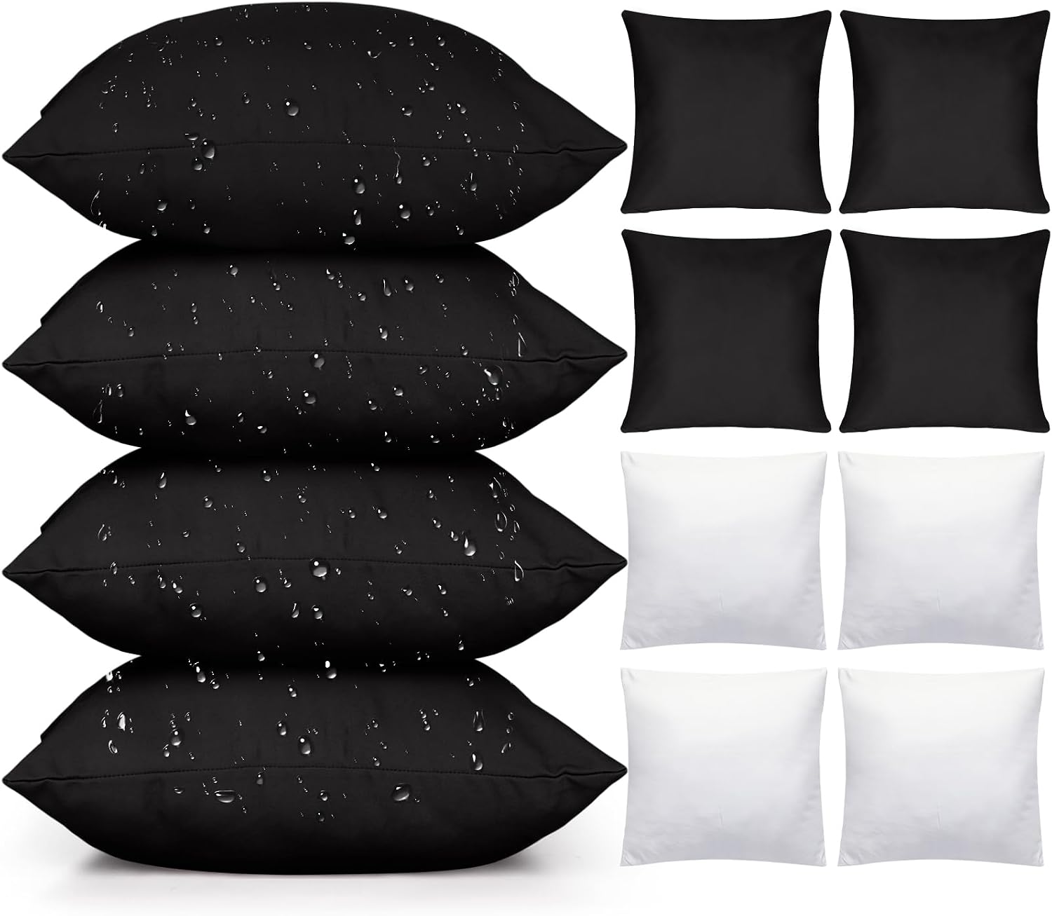 Colingmill 4 Pack Black Outdoor Throw Pillows with Inserts 18×18 Inch Decorative Waterproof Throw Cushion for Sofa Couch Home Patio