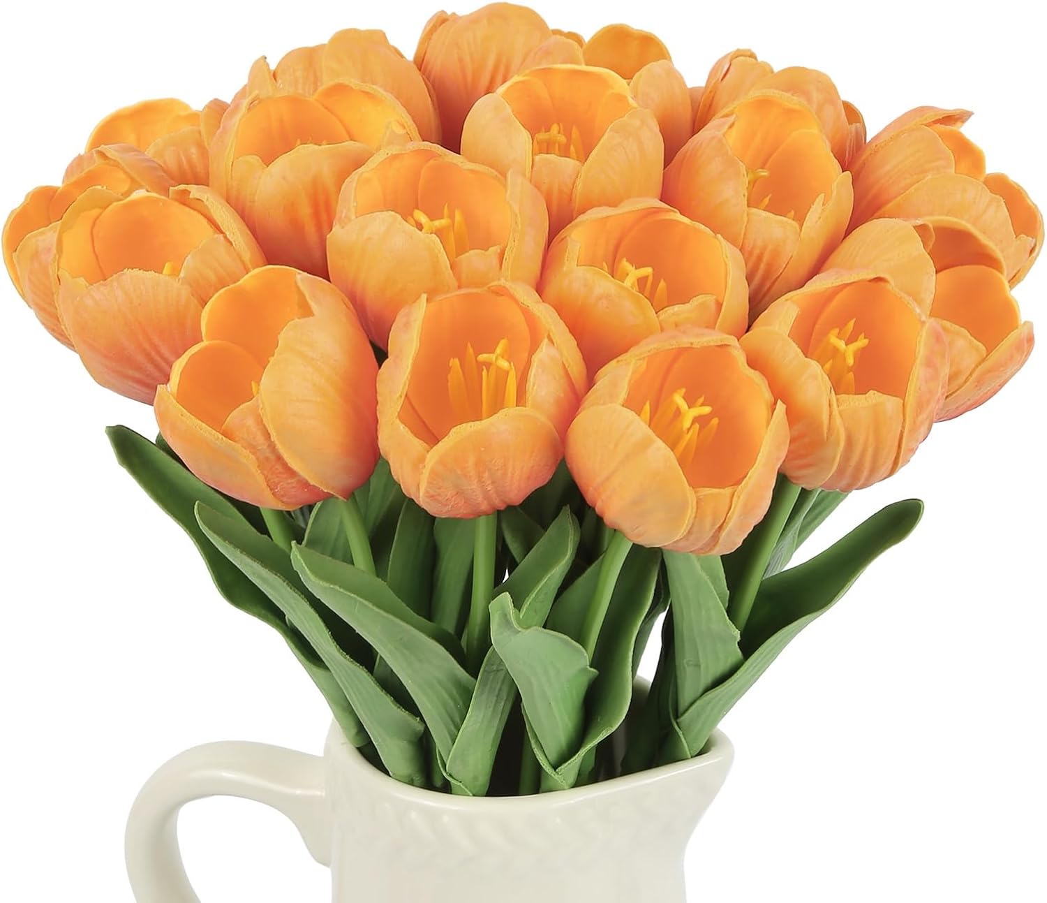 20pcs Artificial Tulips Flowers Sunset Faux Tulips Fake Flowers for Easter Valentine’s Day Spring Bouquet Floral Arrangement Home Party Table Centerpieces Decor (Sunset)