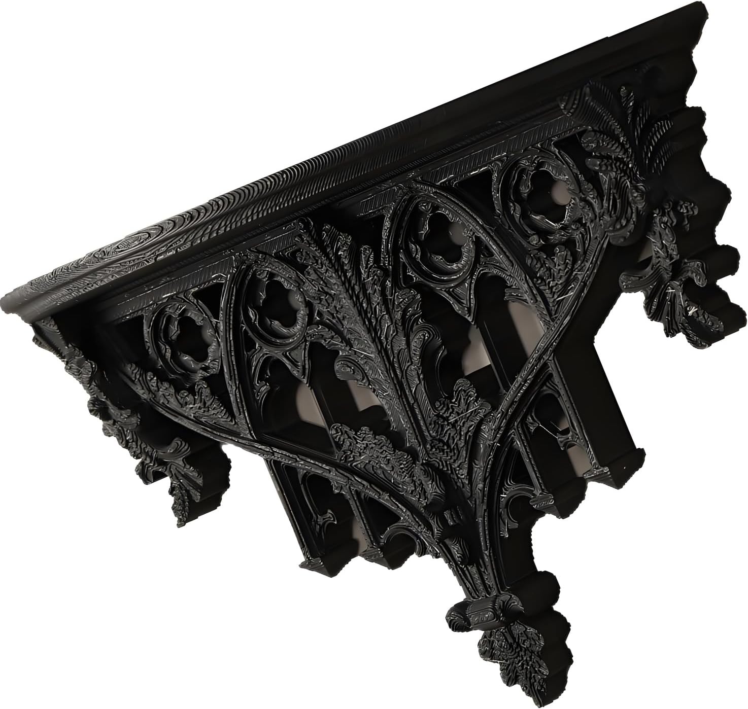 Wall Mount Shelf with Intricate Floral Carving Design Floating Organizers for Living Room Bedroom Decors Wall Mounted Shelf