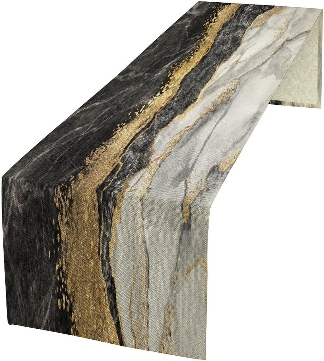 Black and White Marble Table Runner Gold Abstract Art Kitchen Dinner Runner for Indoor Home Living Room Party Dining Table Decoration 13″x36″