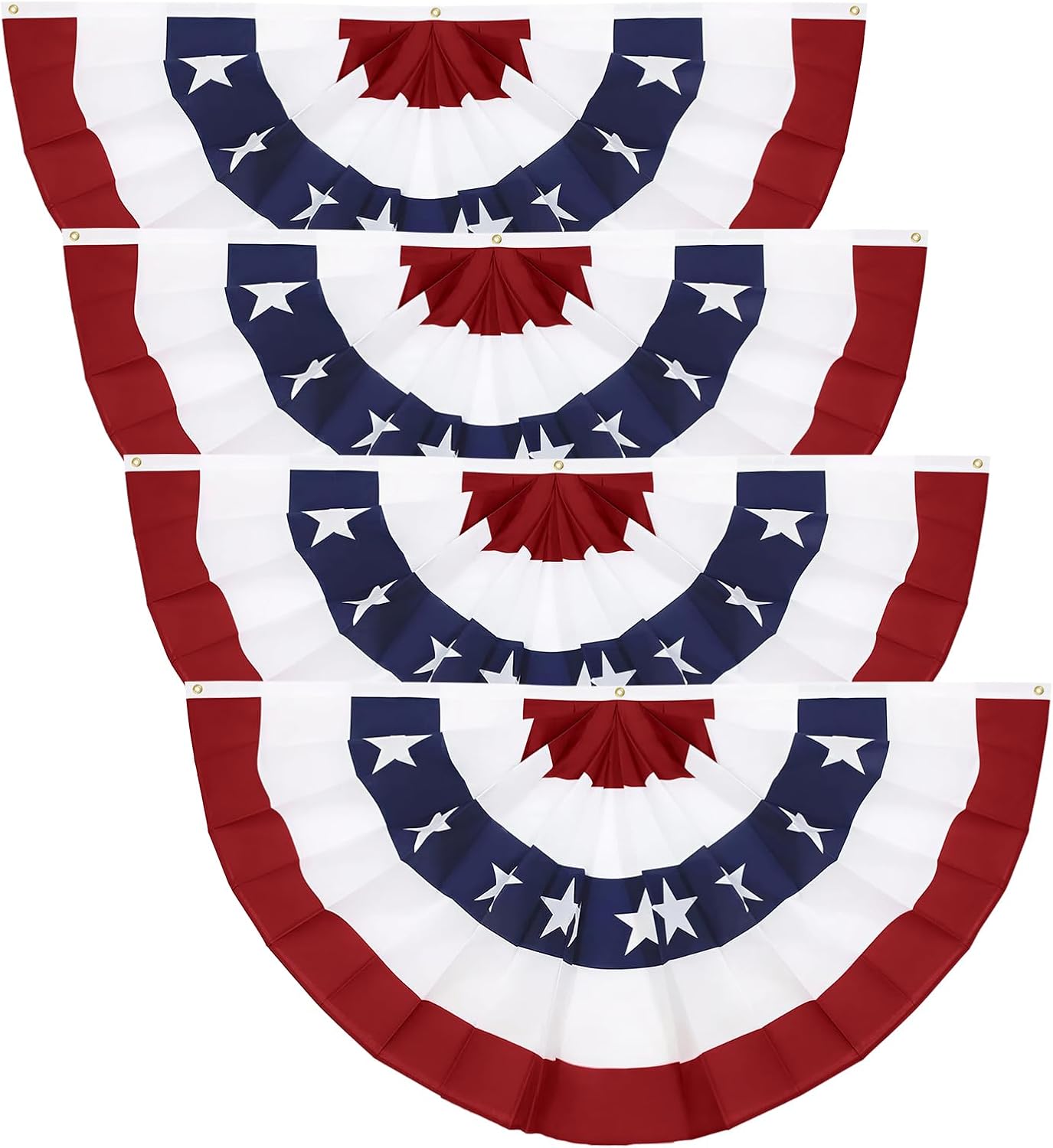 4PCS 3×6 Ft American Pleated Fan Flag, Patriotic Half Fan Bunting Flag | Large patriotic fan flags for 4th of July, Memorial Day, and America’s 250th anniversary celebrations Decorations