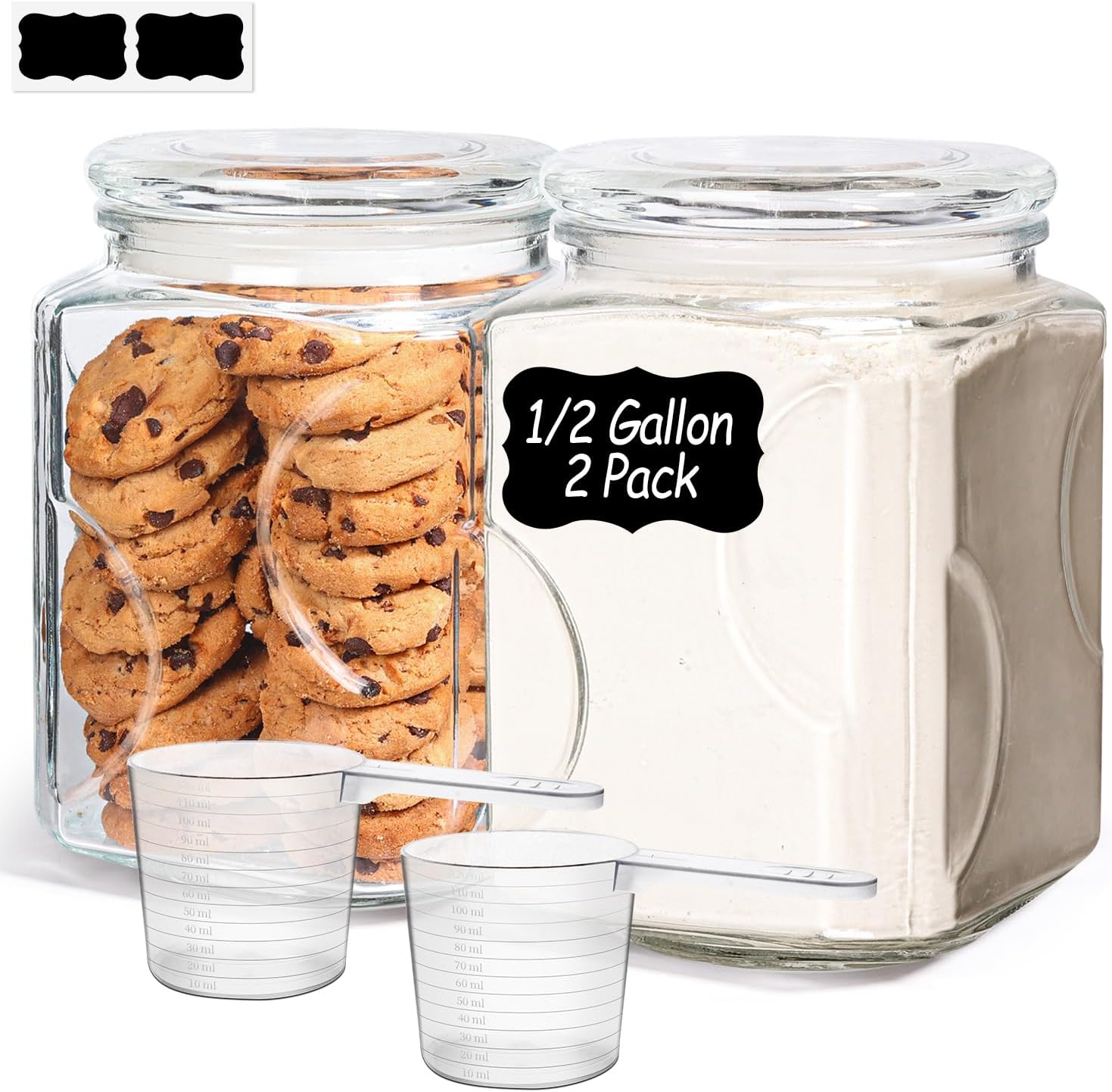 ComSaf Half Gallon Square Glass Pantry Jars with Lids 2 Pack Wide Mouth | Flour sugar rice, Cookies coffee snacks, Cereal organization, Kitchen storage, Cabinet organization, Sourdough pickling