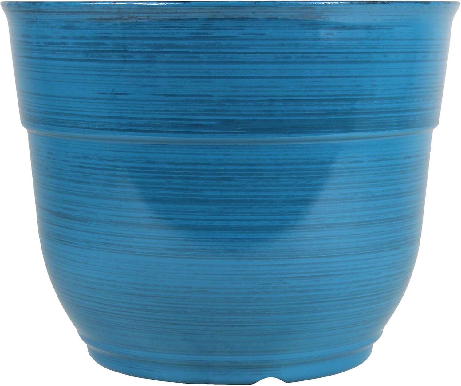 Garden Elements Indoor/Outdoor Glazed Brushed Happy Plastic Planter, Large, Dark Blue, 15″
