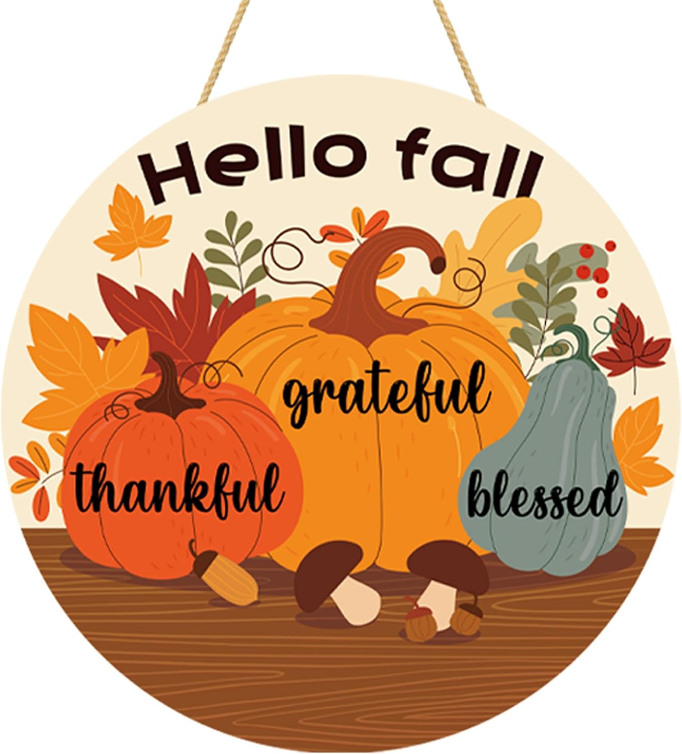 Fall Decorations for Home – Welcome Sign for Front Door,Rustic Round Wood Wreaths for Outdoor,Maple Leaves Garland Porch Decor for Thanksgiving Friendsgiving – Fall Decor for Room Kitchen Wall