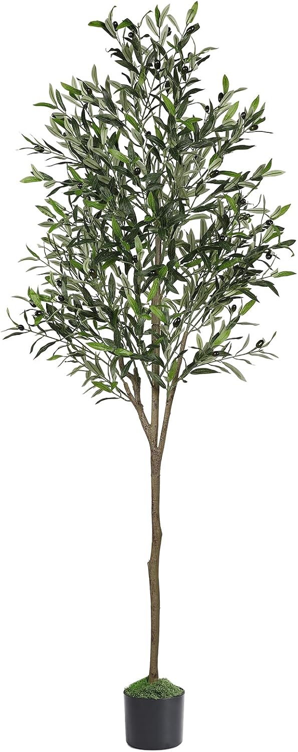 Alupssuc 6ft Faux Olive Tree with Lifelike Fruits and Realistic Leaves | Artificial Potted Olive Tree, Fake Plant for Living Room, Office & Modern Home Decoration