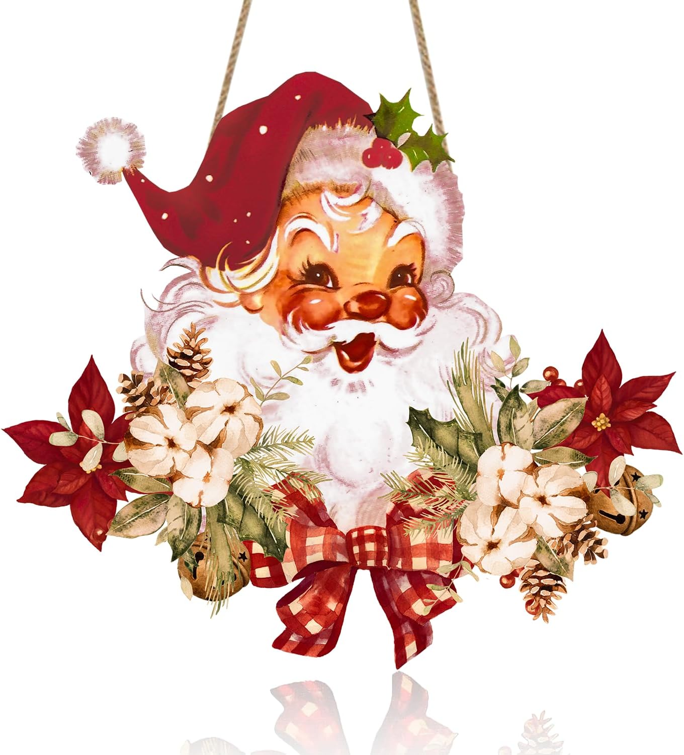 Christmas Decorations Christmas Hanging Wooden Sign – Vintage Style Santa Claus Welcome Sign for Front Door Xmas Wall Hanging Decor for Indoor Outdoor Christmas Party Supplies