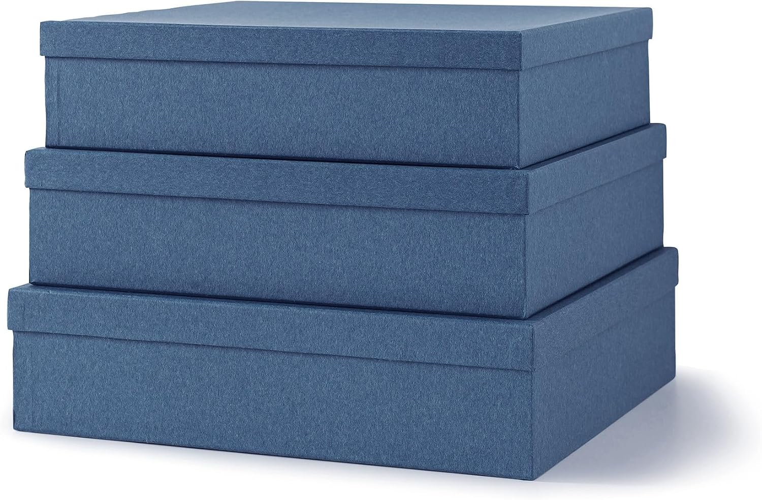Soul & Lane – Navy Blue Decorative Storage Boxes with Lids, Set of 3 | Paper Document Storage Box Set for Photos, Papers and Keepsakes, Large Cardboard Letter Organizers for Home Decor