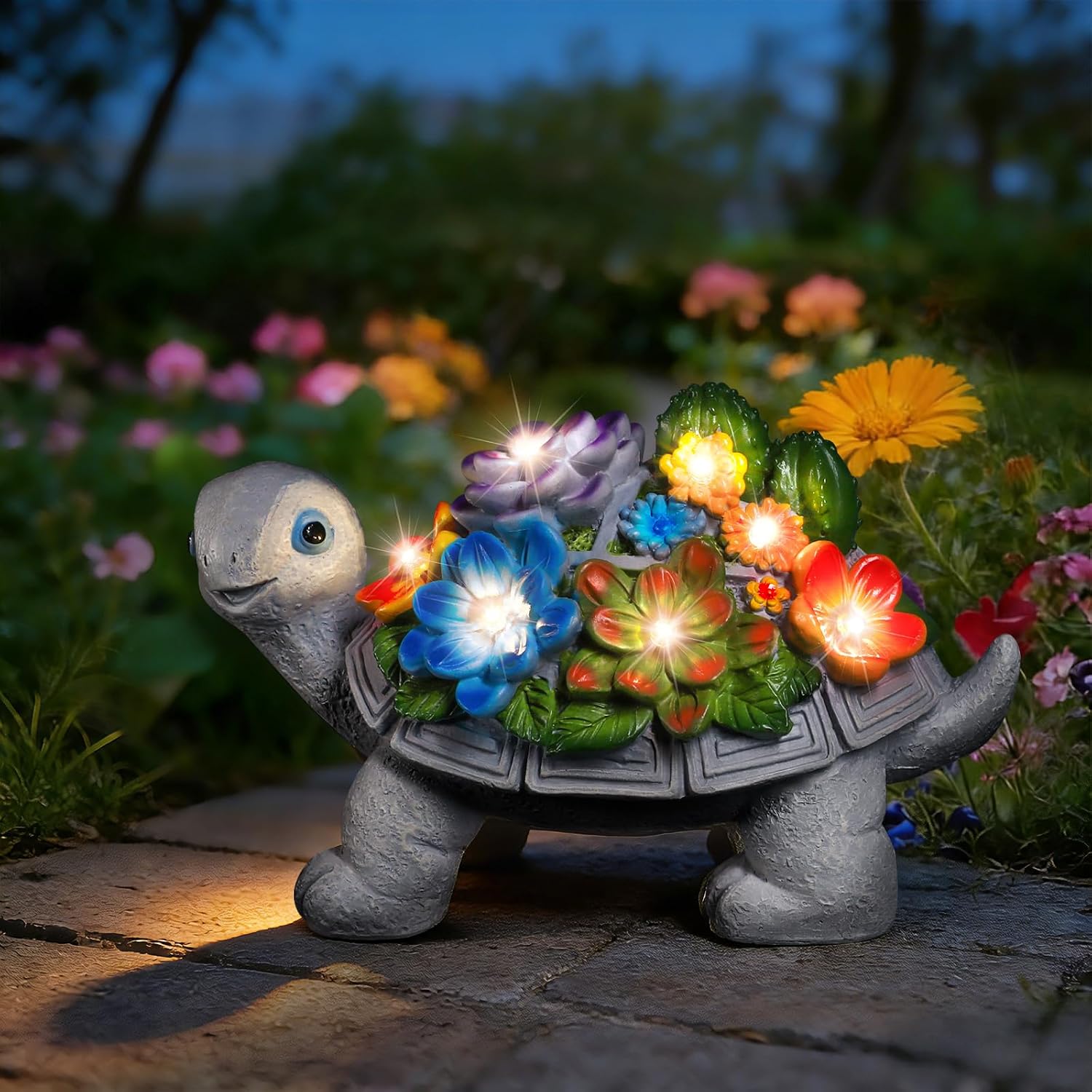 Linkax Turtle Statues Solar Garden Decor, Christmas Gift for Grandma Mom | Birthday Gifts for Women, Mom Grandma Gifts, Yard Decoration Outdoor Lawn Balcony Patio Decor with Succulent and 7 LED Lights