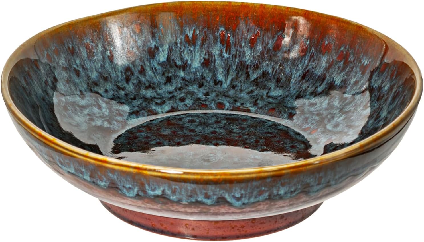 Ceramic Fruit Bowl,10.2″ Decorative Bowl, Large Fruit Bowl for Kitchen Counter, Pedestal Bowl, Kitchen Counter Décor, Bread Candy Snacks Organizer(Magic Eye Blue)