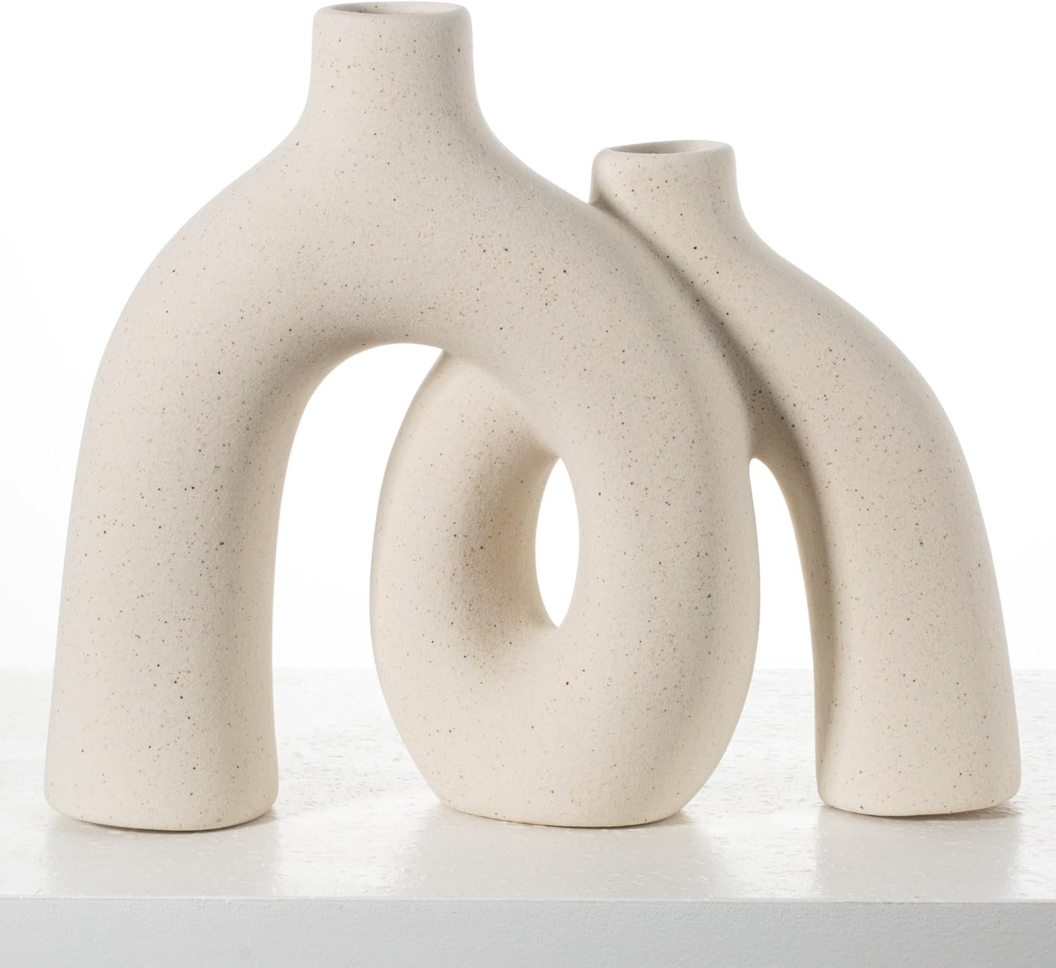 CEMABT Modern Nordic Boho Vase Set – Elegant Beige Matte Ceramic Vase for Living Room, Bookshelf, Mantel, Entryway Table & Console Decor | Home Decor Shelf Decorations Easter Gift