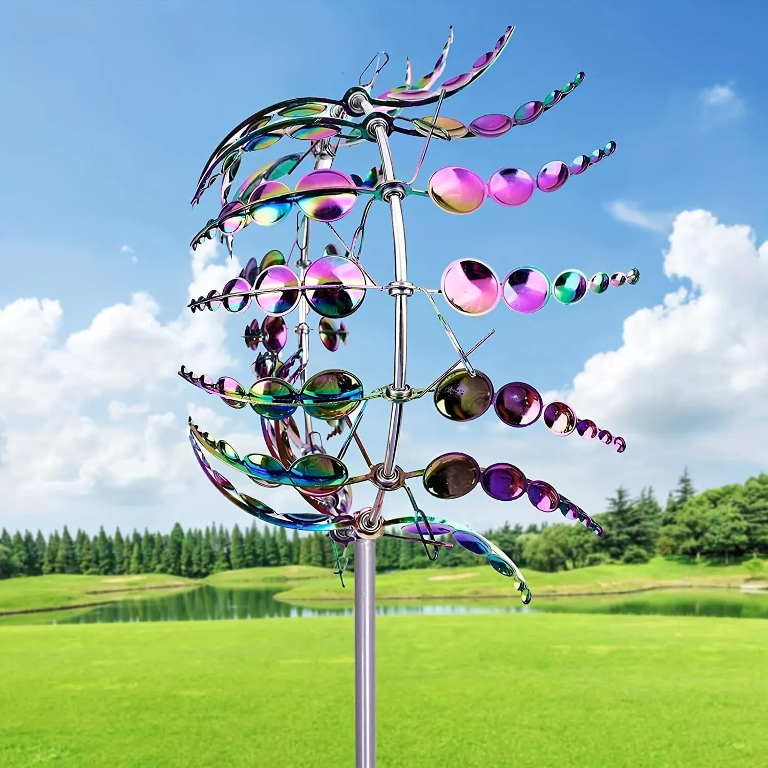 Generic Shirem Magical Metal Windmill, Kinetic Wind Sculptures & Spinners, 3D Wind Spinner, Kinetic Spinner, Enchanting Wind Spinner for Yard and Garden.