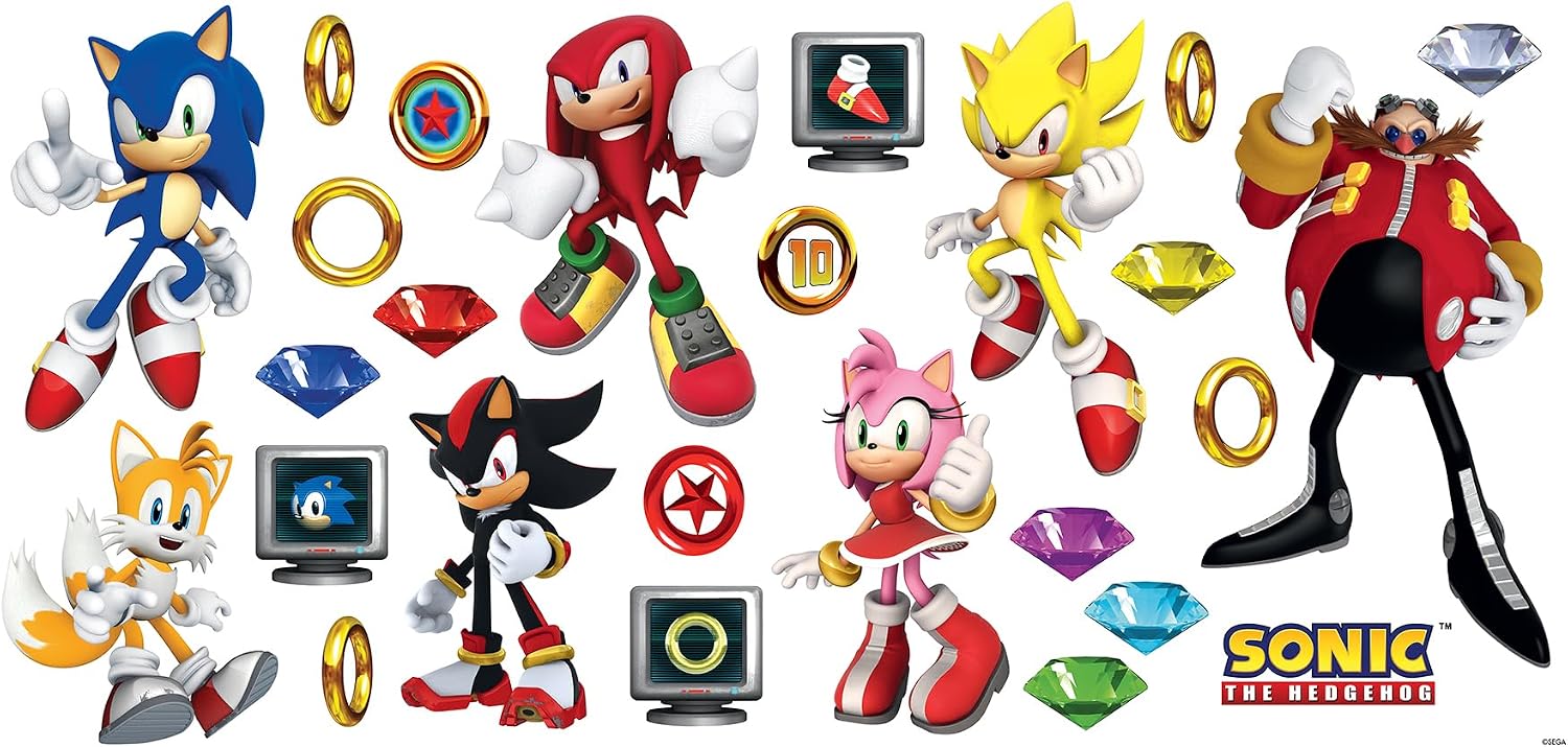 RoomMates Sonic The Hedgehog Characters Wall Decals, RMK5584SCS