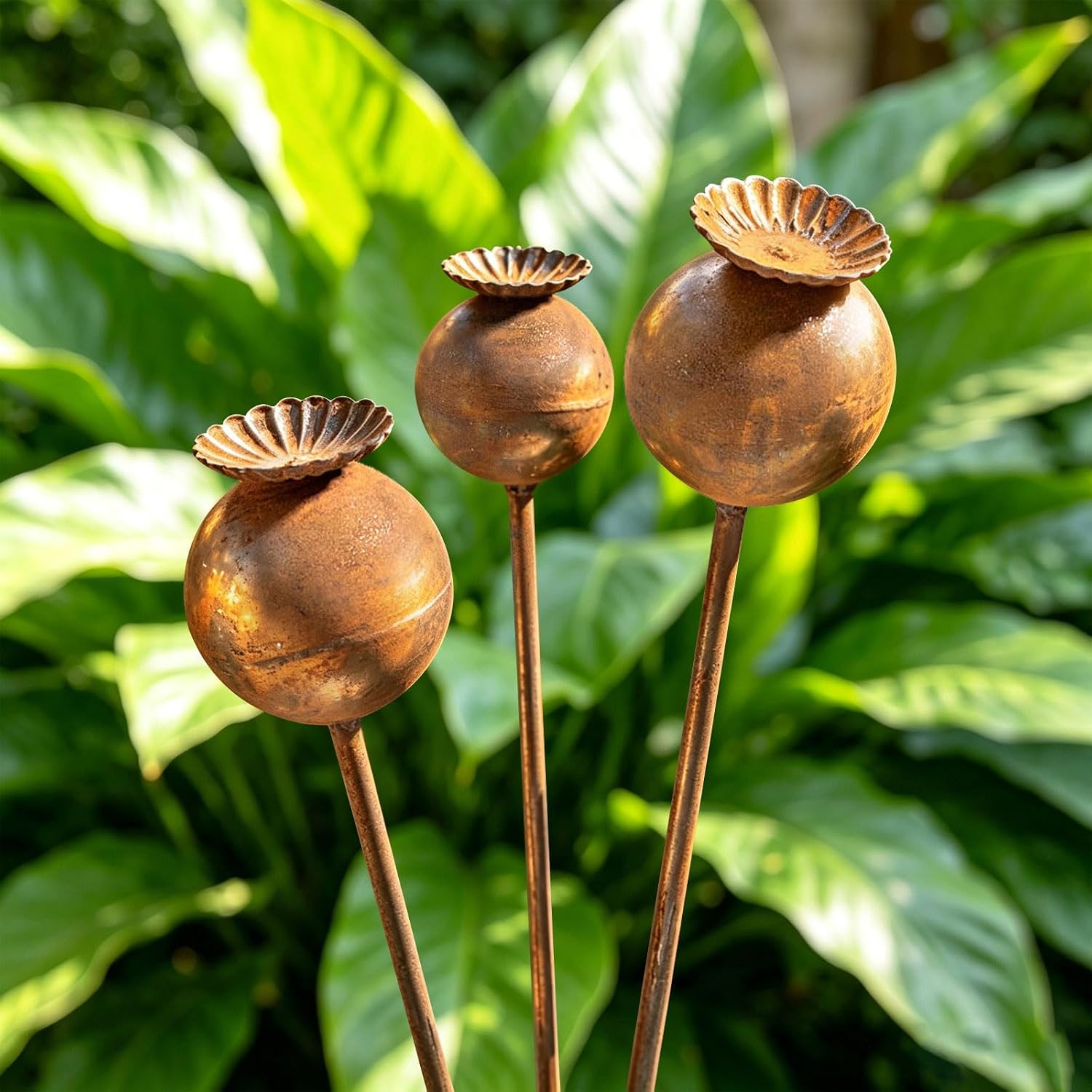 3 PCS Metal Flowers for Outside,23 Inch Large Garden Stakes Decorative,Flower Bed Decor Plant Stakes, Garden Statues Outdoor Clearance, Metal Yard Art Outdoor, Plant Decorations for Pots
