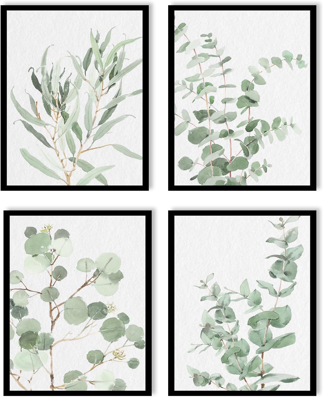 Botanical Prints Wall Art Framed, Sage Green, Plant Pictures, 8″x10″x4 | Modern Farmhouse Wall Decor, Boho Wall Art for Bathroom Bedroom