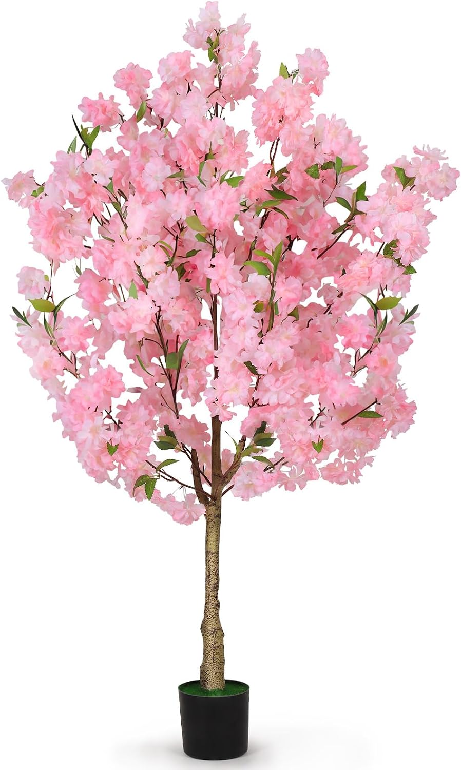 Artificial Cherry Blossom Tree Fake Plants Faux Pink Sakura Flowers, 4FT | for Indoor Living Room Home House Entryway Bedroom Office Inside Decor Decorations