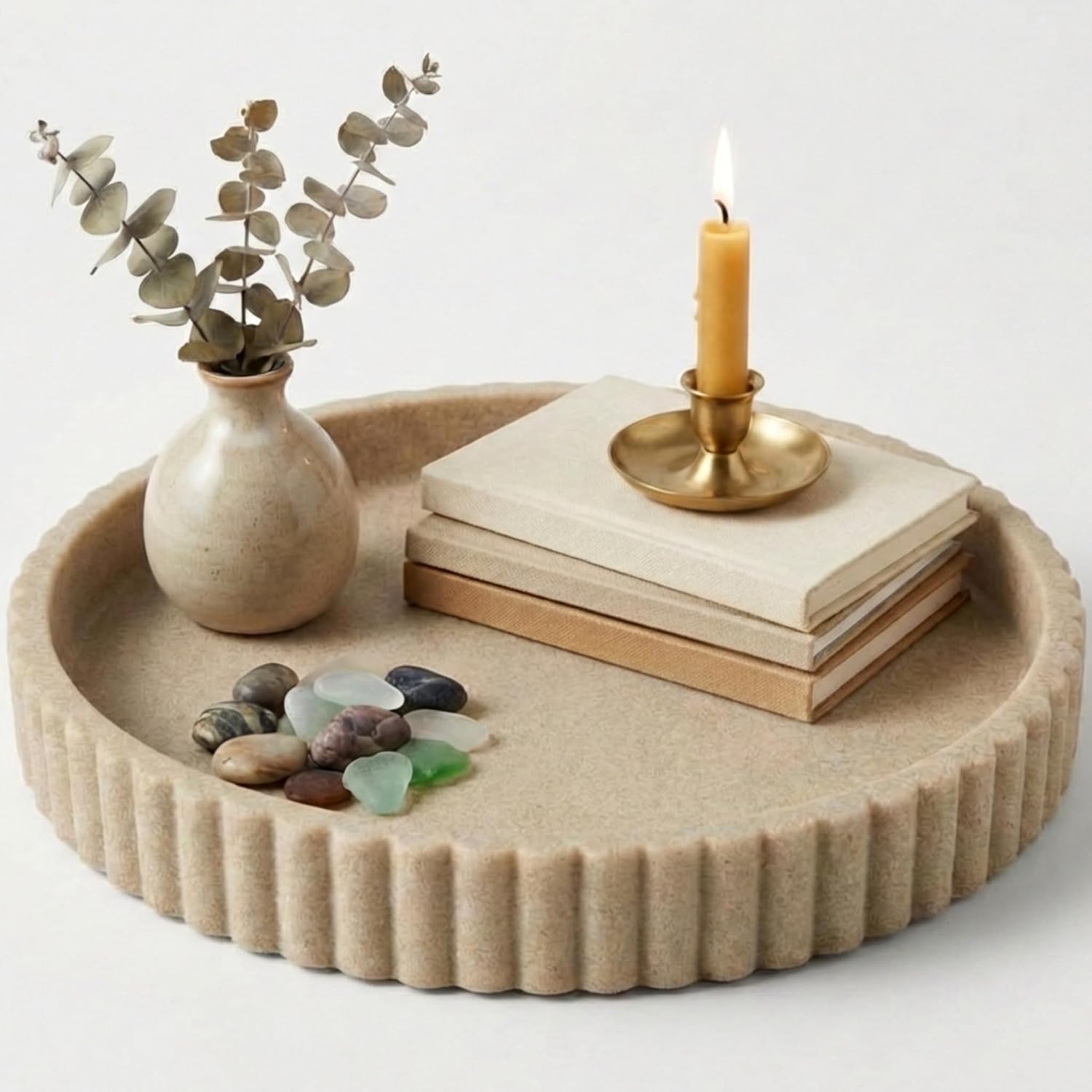 OAKOA Decorative Tray for Decor – Coffee Table Tray for Living Room – Round Tray for Home Decor – Coffee Table Decor Centerpiece – Modern Minimalist Centerpiece