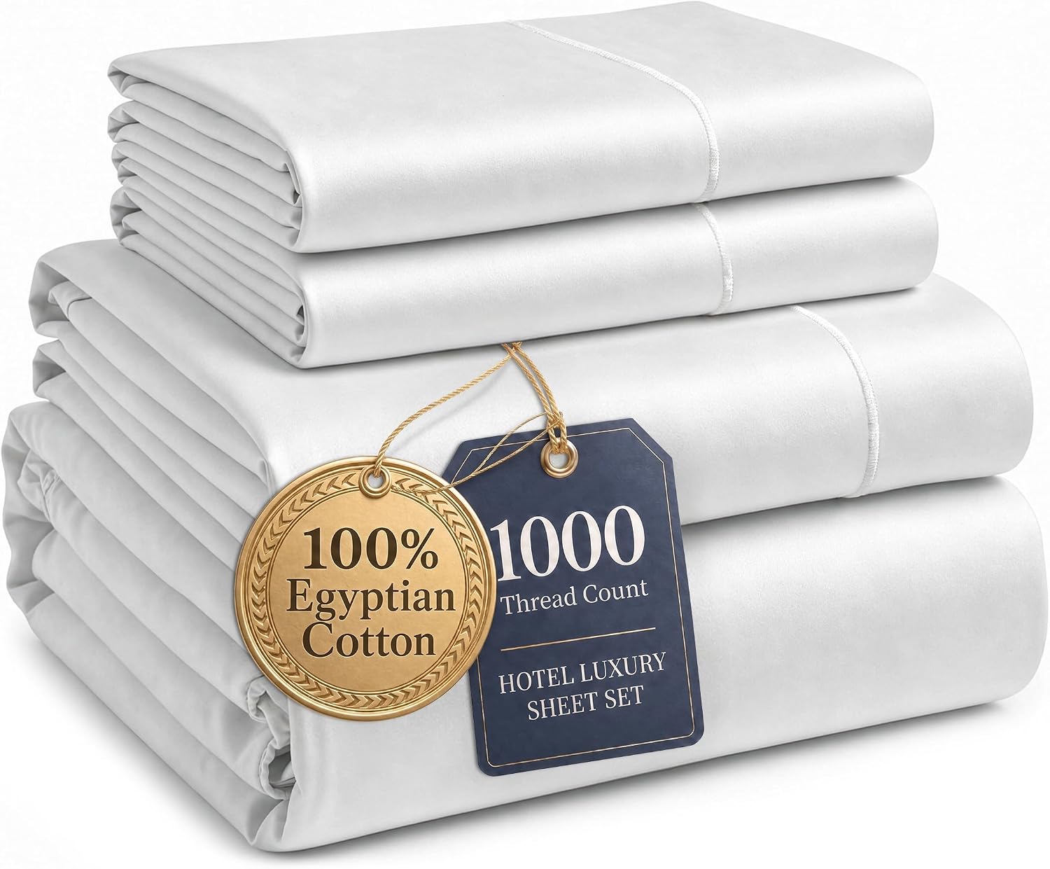 LANE LINEN 100% Egyptian Cotton Sheets Queen Size Sateen Weave – White | Queen Sheets – 4-Piece Set, 16″ Deep-Pocket Snug Fit, 1000 Thread Count, Styles A Master Bedroom, Luxe Sheen, Plush