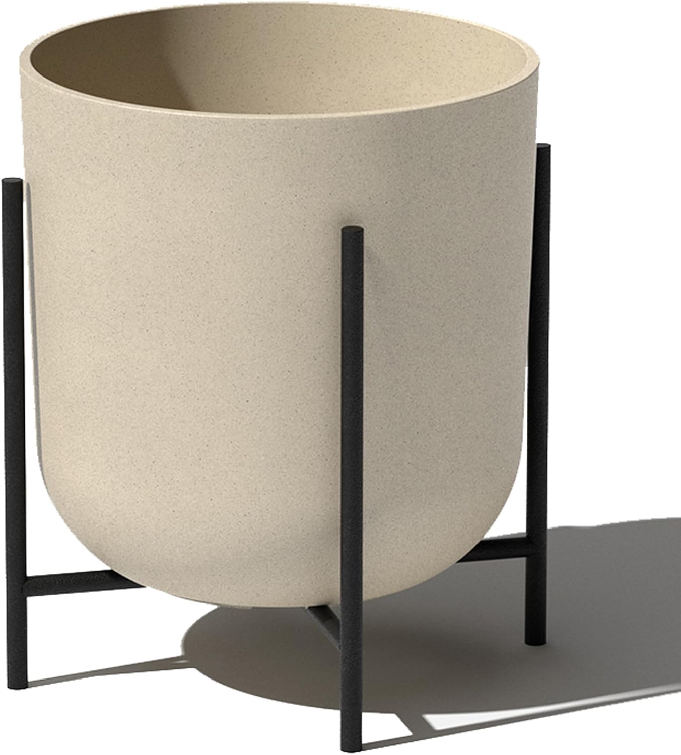Veradek Mason Series Raised Lima Planter – Round Planter for Patio/Balcony | Plastic-Stone Composite w/Metal Plant Stand | Modern Décor for Plants
