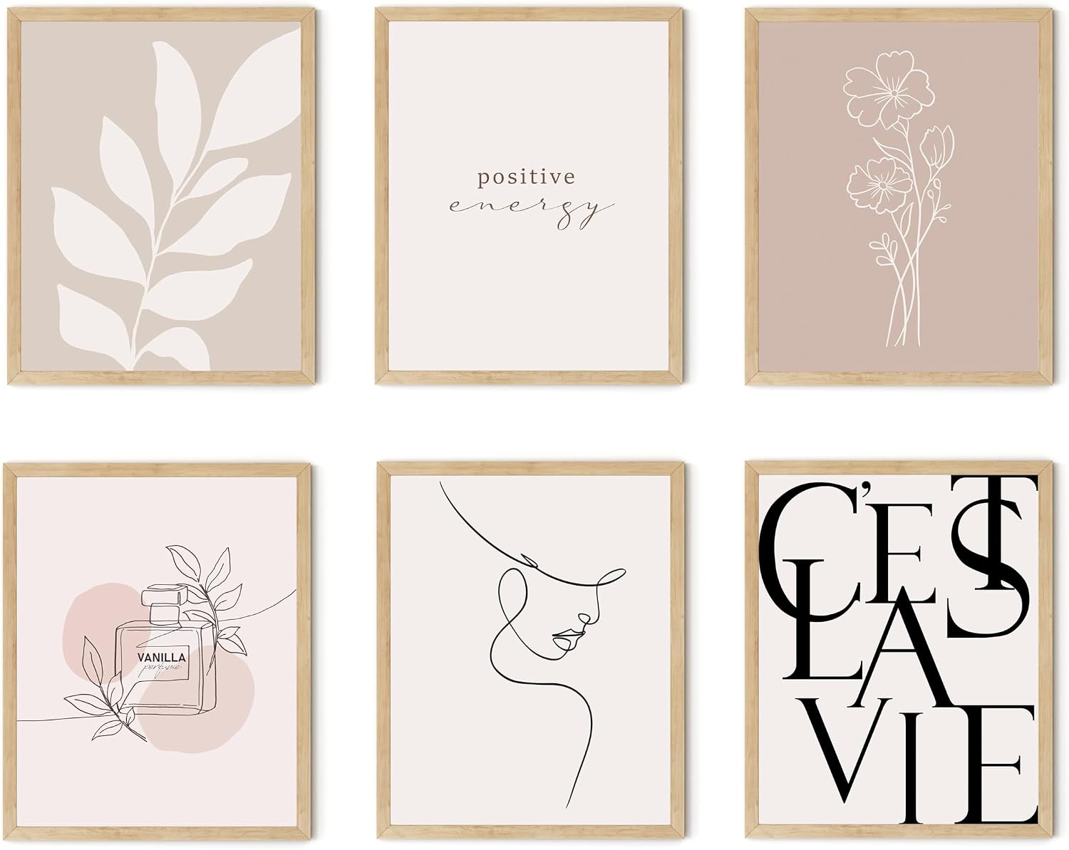 TwoDays Vanilla Girl Room Decor, Clean Girl Aesthetic Wall Art, Boho Beige Posters for Bedroom, Minimalist Cream Prints, Abstract Brown Pictures for Girls.(8″ x 10″, Set of 6, UNFRAMED)