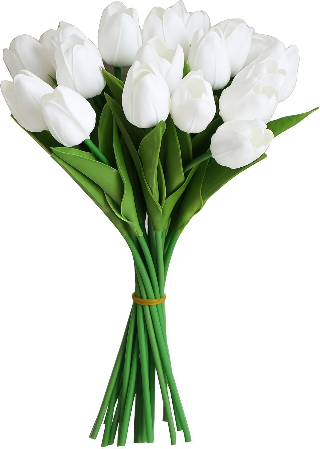 20 PCS Tulips Artificial Flowers, Real Touch Fake Flowers, White Artificial Tulips That Look Real Wedding Decorations Mother’s Day Easter Gifts (20, White)