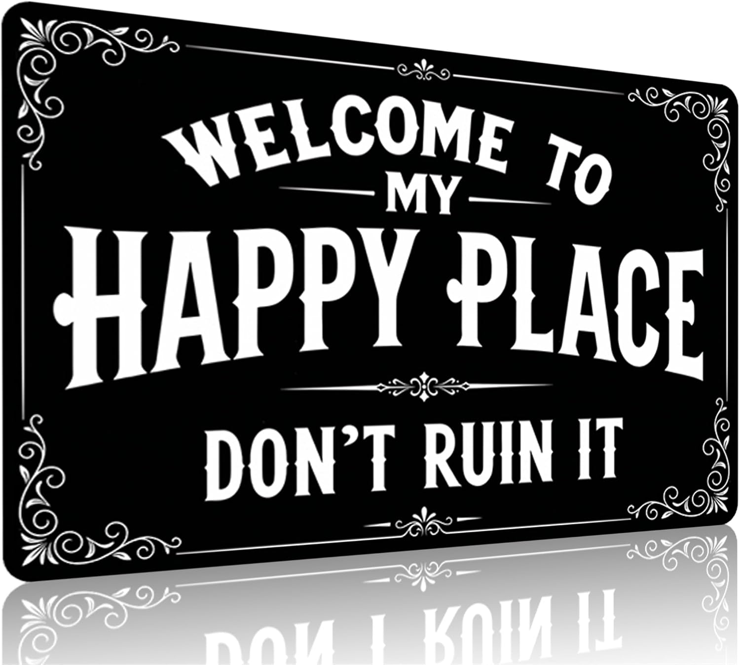 FunnySign Gardening Gifts Welcome To My Happy Place Don’t Ruin It Vintage Tin Sign for Garden Patio Porch Greenhouse Outdoor Decor 8X12 inch (26072)