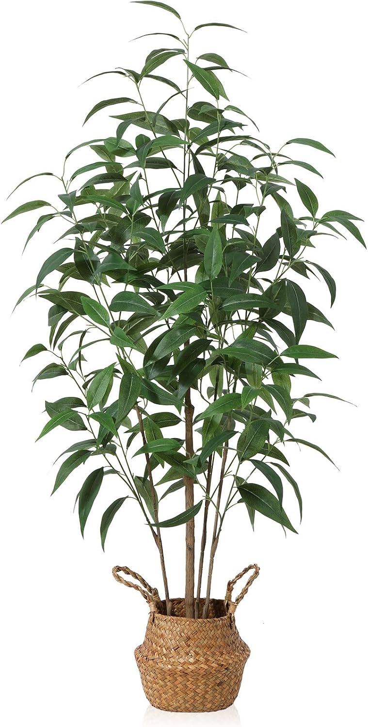 Ferrgoal 4Ft Artificial Eucalyptus Plant with Basket & Silk Leaves | Faux Plants Indoor,Floor Plant for Home Décor Office Living Room,Housewarming