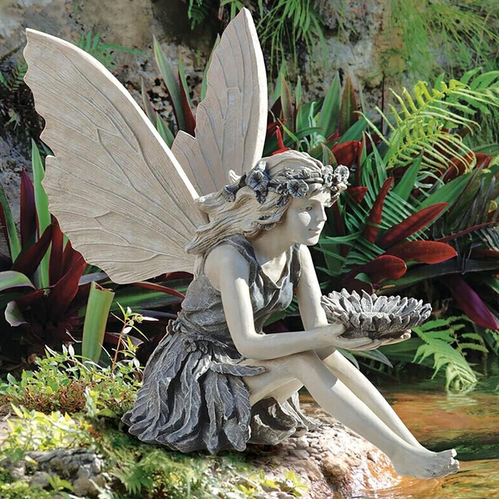 Outdoor Garden Fairy Statue Ornaments, Realistic Angel Sculpture Figurines | Antique Resin Craft Decorates Tables, Lawns, Yards, Patios, Suitable for Indoor, Outdoor Spaces and Housewarming Arrangements