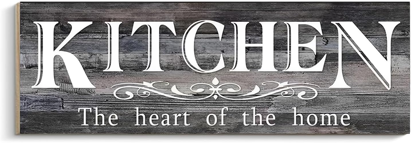 COLOR VALLEY ART Wooden Kitchen Sign, Wall Decor Accessories for Cocina, Grey Decoration for Above Cabinets