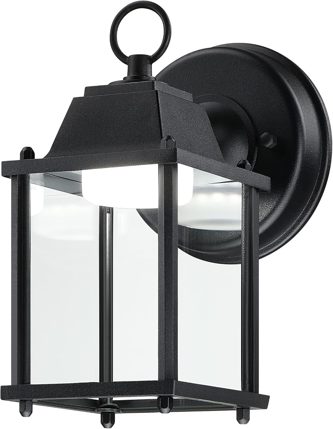 LIT-PaTH Outdoor Wall Light Fixture, Rustproof Aluminum, Clear Glass, LED | Exterior Porch Light Wall Sconce Lantern for House, Patio, Garage, Waterproof Anti-rust, 9.5W 800 Lumen, 5000K, Black, 1 Pack
