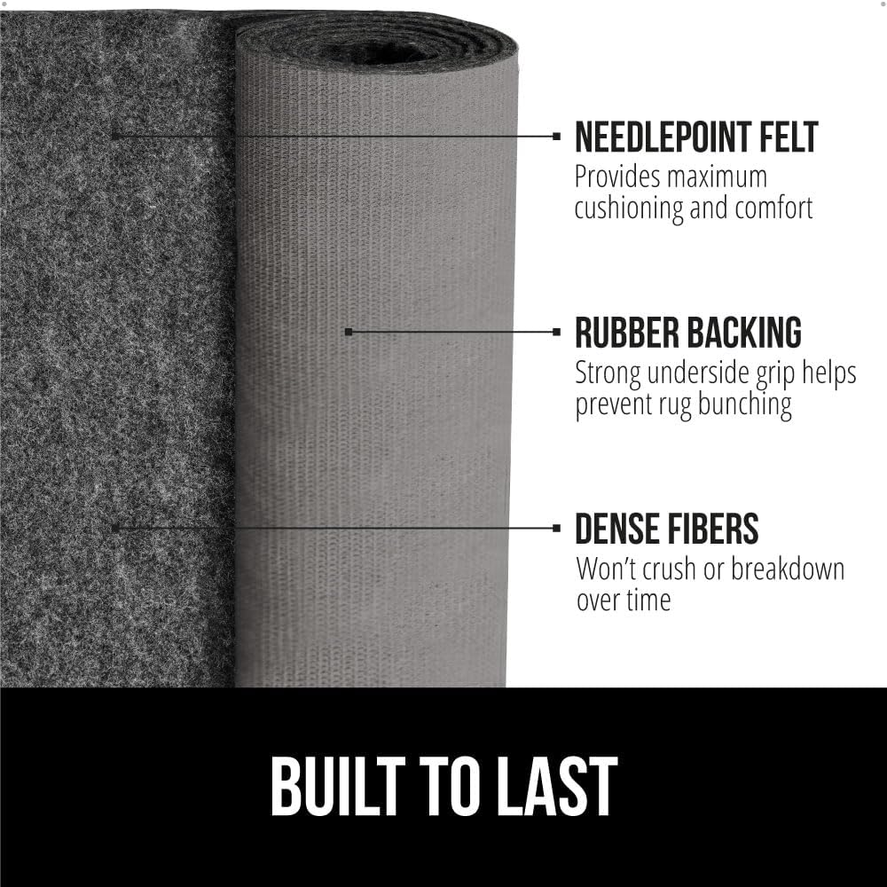 GORILLA GRIP Felt with Rubber Stay in Place Slip Resistant Rug Pad, 1/8 inch Thick, 2×3 FT Protective Padding Under Area Rugs, Cushioned Gripper Pads, Carpet Runners, Hardwood Floors Protection
