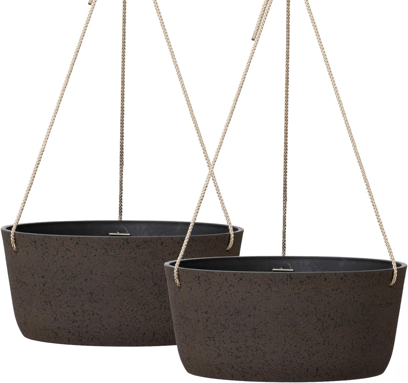 La Jolie Maison Large Hanging Planters – 12 Inch Outdoor Flower Pots, Hanging Garden Planters Set of 2, Iron Color