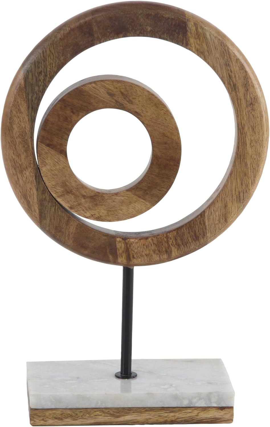 Deco 79 Mango Wood Geometric Decorative Sculpture Circle Home Decor Statue with Marble Stand, Accent Figurine 9″ x 4″ x 13″, Brown | Decorative Geometric Circle Home Decor Statue With Marble Stand Statue Figurine
