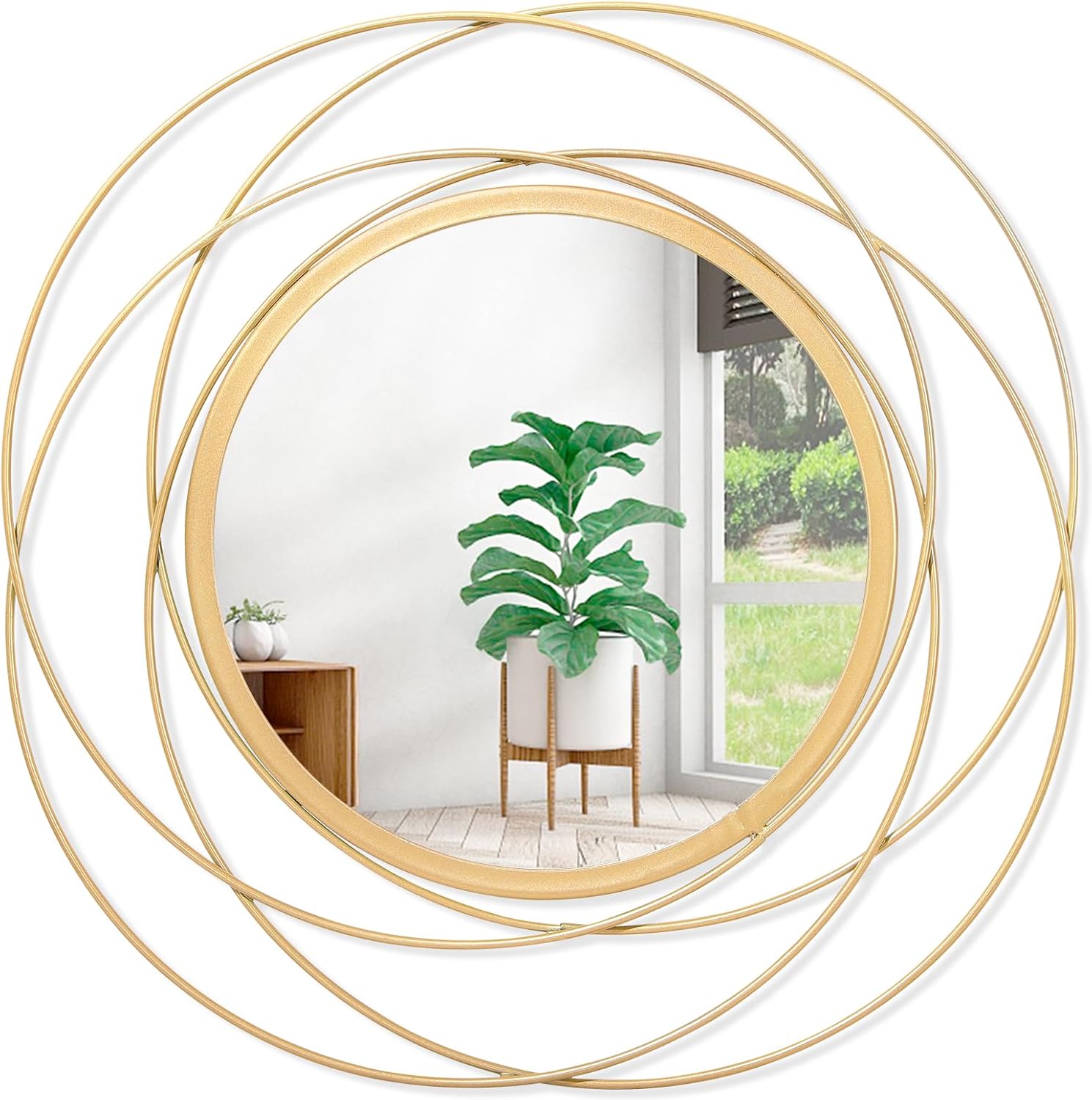 Mirrors for Wall Gold Circular Art Classic Metal Iron Frame Wall Mirror Decor Living Room Bedroom Bathroom Office Farmhouse Entryway Small 12” x 12”