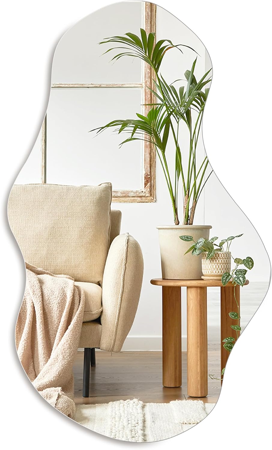 PERFNIQUE Irregular Wall Mirror Asymmetrical Mirror, 28”x17” Decorative Modern Mirror for Bathroom Bedroom Living Room Entryway, Cloud Frameless, Wall Mounted (28”x17”, Cloud)