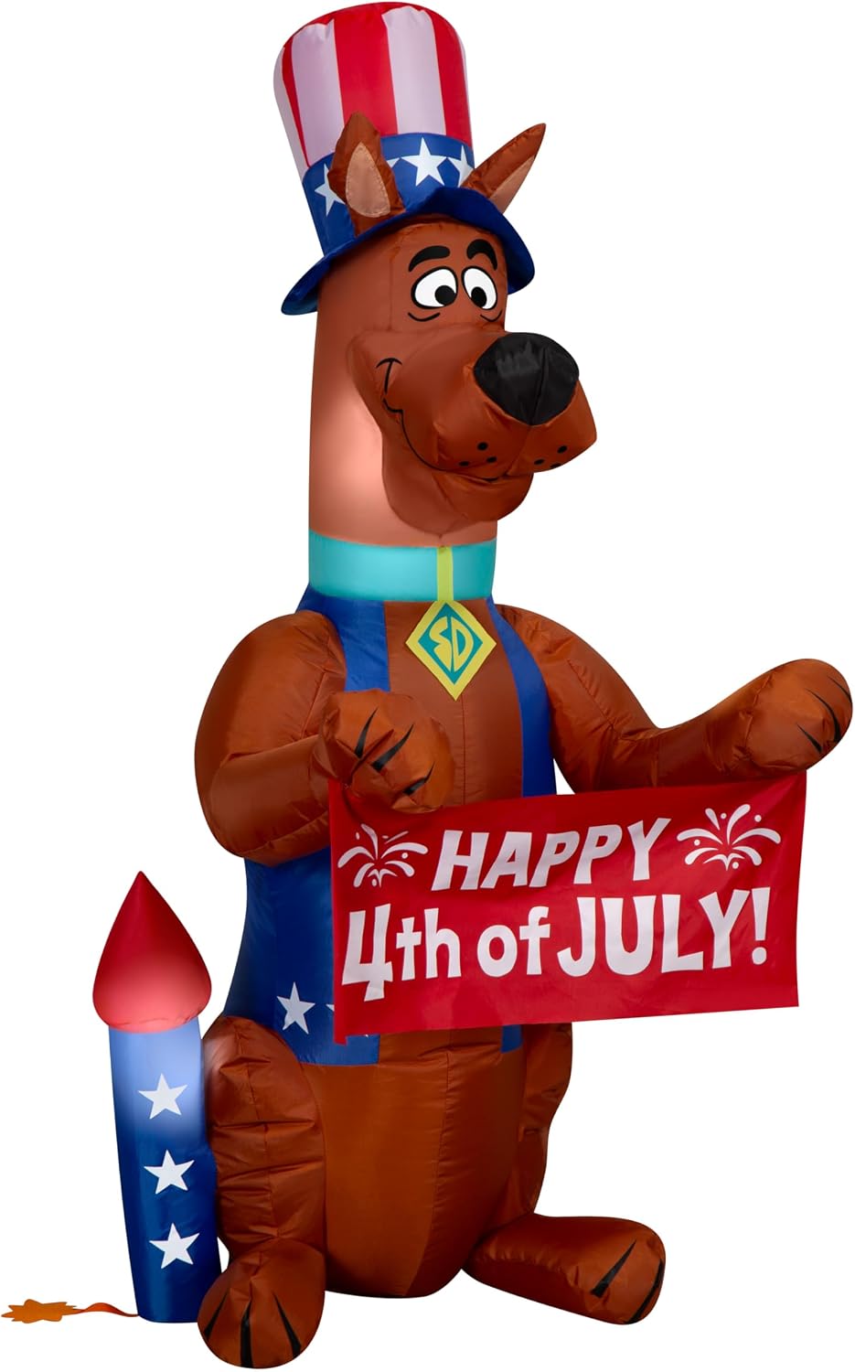 Gemmy 4 FT Patriotic Scooby-Doo Inflatable – Lighted Airblown 4th of July Blow Up Outdoor Yard Decoration