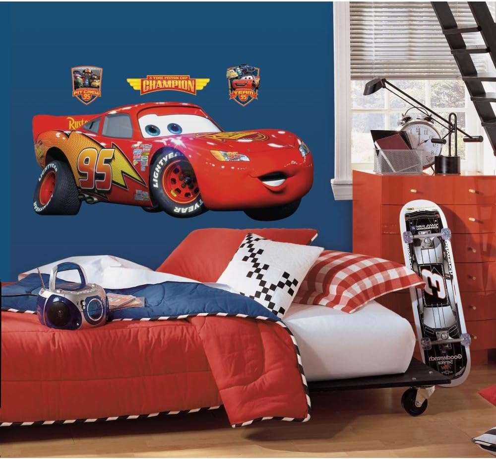 RoomMates Disney Pixar Cars Lightning McQueen Peel and Stick Wall Decals , RMK1518GM
