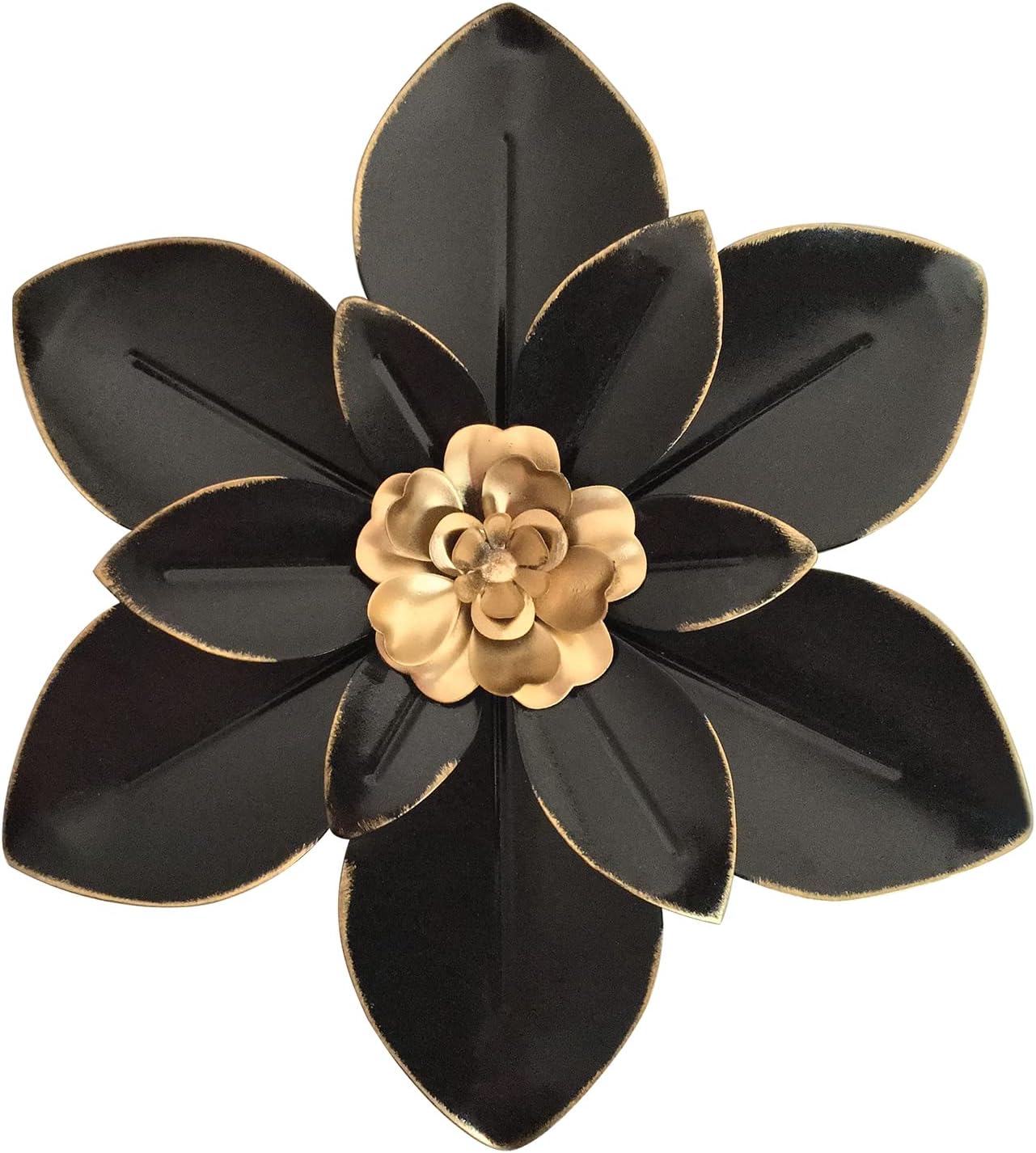 Metal Flower Wall Art Decor, 10“ Rustic Modern Floral Sculpture, Distressed Iron Wall Hanging Home Decoration Accent Artworks for Indoor Kitchen Bedroom Living Room Office Outdoor Garden Patio | Distressed Iron Wall Hanging Home Decoration Accent Artworks for Indoor Kitchen Bedroom Living Room Outdoor Garden Patio
