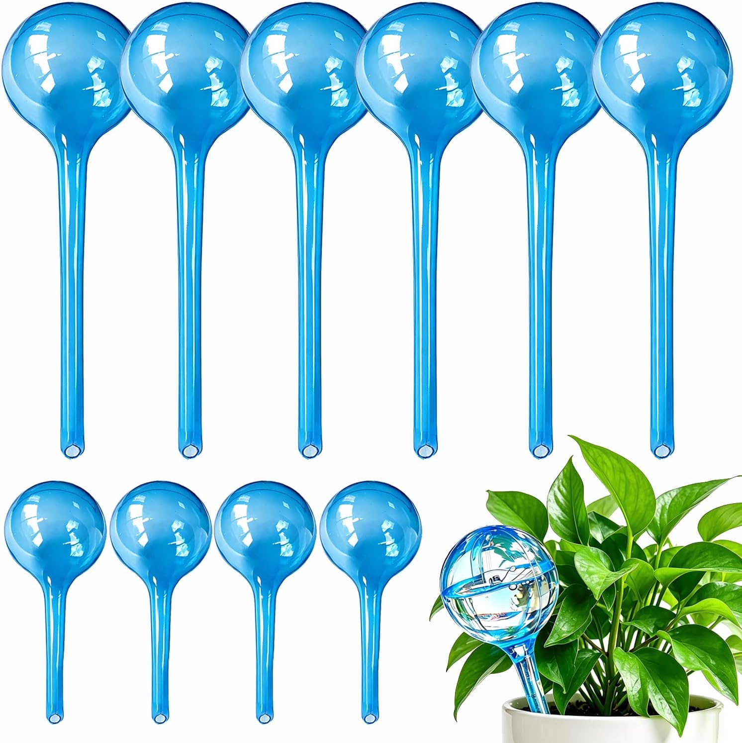 Self Watering Globes for Plant, 10pcs Auto Watering Bulb for Indoor Outdoor | Garden Potted Plant Watering Device for Vacation Plant Care, Flower Self Caring Water Conservation Device When You’re Away
