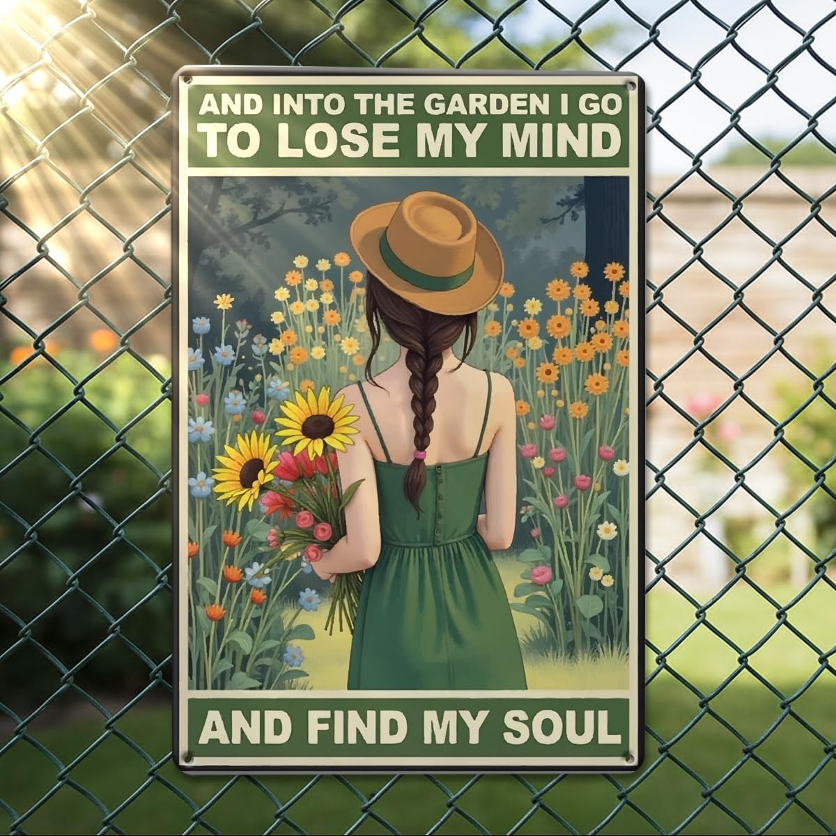 Gardening Gifts for Women Vintage Garden Metal Tin Signs for Home Gardens Greenhouse Porch Yard Backyard Outdoor Decor And Into The Garden I Go Sign
