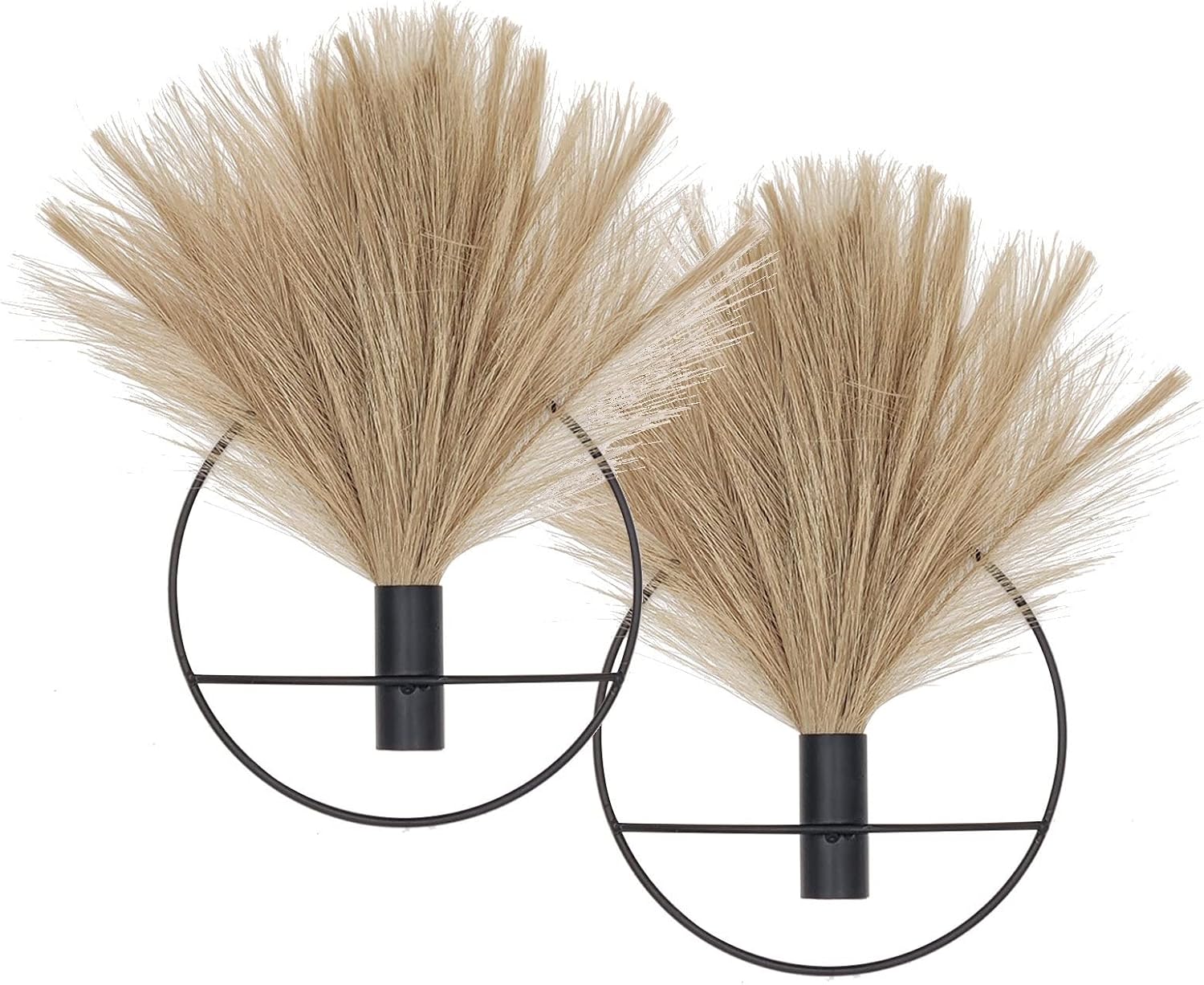 Pretty Jolly Boho Wall Decor, Wall-Mounted Metal Art, Hanging Artificial Pampas Display, Living Room, Bedroom, Bathroom, Diningroom, Fake Faux Plant 2 Pack Black Brown | Living Room, Bedroom, Bathroom, Dining room, Artificial Greenery Planter Wall Vase Display 2 Pack Black Coffee