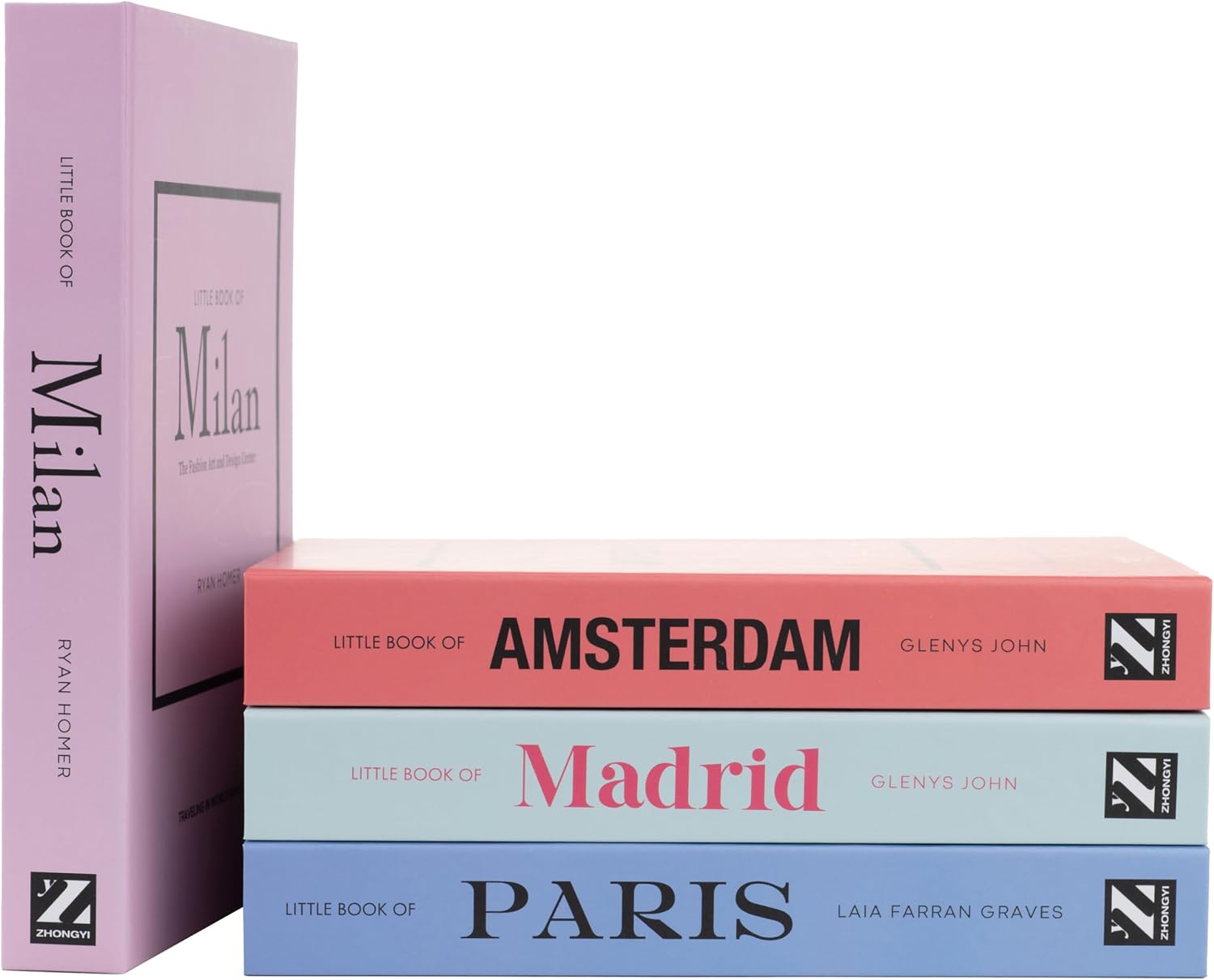 4 Pcs Decorative Books | Faux Pastel Coffee Table & Shelf Decor | Soft Muted Look for Living Room, Office and Entryway – Not Real, Tool-Free 2-Min Setup