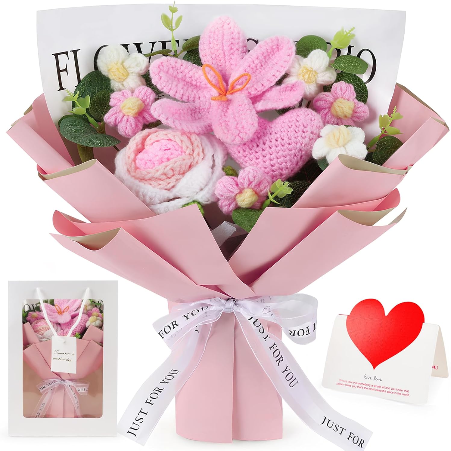 Tenn Well Crochet Flower Bouquet Tulip Gift for Her | For Mother’s Day, birthdays, graduations, anniversaries, Valentine’s, room decor, desk accent, home office decor